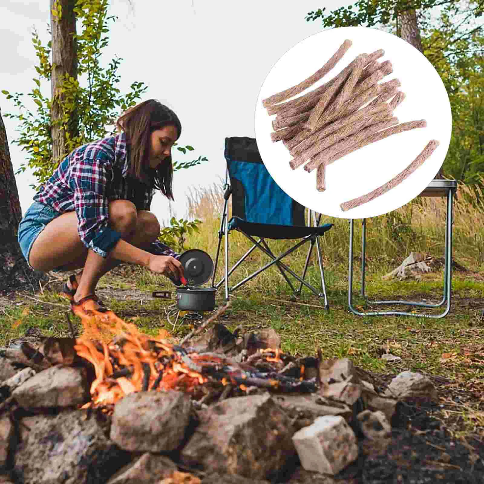 

20 Pcs Kindling Lighters Hiking Rope Wick Beeswax Camping Fire Starters Cord Travel