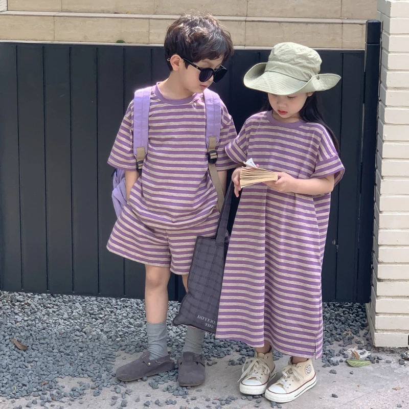 Mother and Daughter Matching Clothes Mummy and Son Kids Sets Cotton Purple Striped Print Mom Women and Baby Girls Dresses 2024
Mother and Daughter Matching Clothes Mummy and Son Kids Sets Cotton Purple Striped Print Mom Women and Baby Girls Dresses 2024