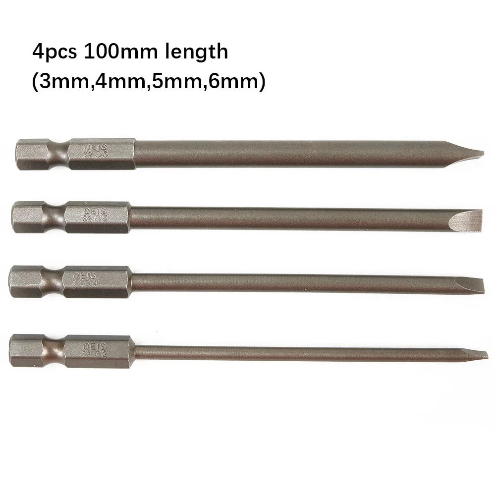 4Pcs 100mm Slotted Screwdriver Bit 3mm-6mm Magnetic Flat Head 1/4" Hex Shank SL3.0 SL4.0 SL5.0 SL6.0 Wrench Magnetic Socket
4Pcs 100mm Slotted Screwdriver Bit 3mm-6mm Magnetic Flat Head 1/4" Hex Shank SL3.0 SL4.0 SL5.0 SL6.0 Wrench Magnetic Socket