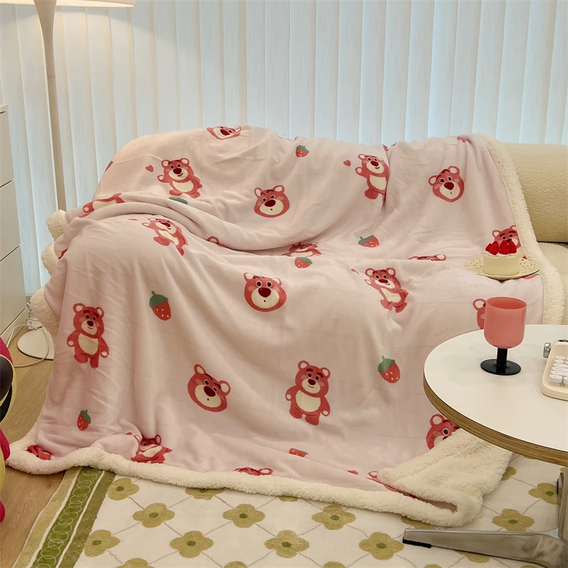 Cartoon Disney Strawberry Bear Lambswool Blanket Office Nap Blanket Autumn And Winter Warm Single Blanket Sofa Blanket
Cartoon Disney Strawberry Bear Lambswool Blanket Office Nap Blanket Autumn And Winter Warm Single Blanket Sofa Blanket