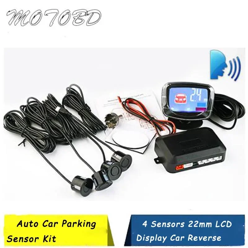 

12V Auto Car Parking Sensor Kit 4 Sensors 22mm LCD Display Car Reverse Backup Radar Monitor System