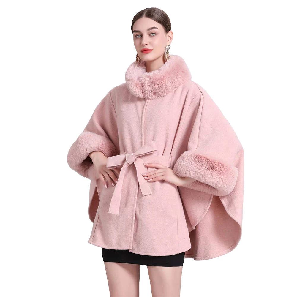 Women's Rex Rabbit Faux Fur Shawl with Belt Lady Elegant Woolen Coat Luxury Warm Overcoat Autumn Winter Solid Color Cloak Wrap
Women's Rex Rabbit Faux Fur Shawl with Belt Lady Elegant Woolen Coat Luxury Warm Overcoat Autumn Winter Solid Color Cloak Wrap