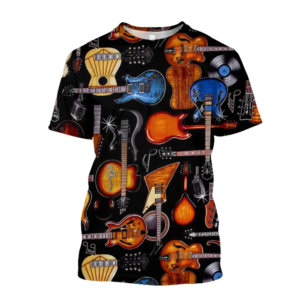 

3D Music Violin Notes Printed Hip Hop Men T-shirts Light Academia Baggy T Shirt Streetwear Hippie Drip Clothes T-shirty