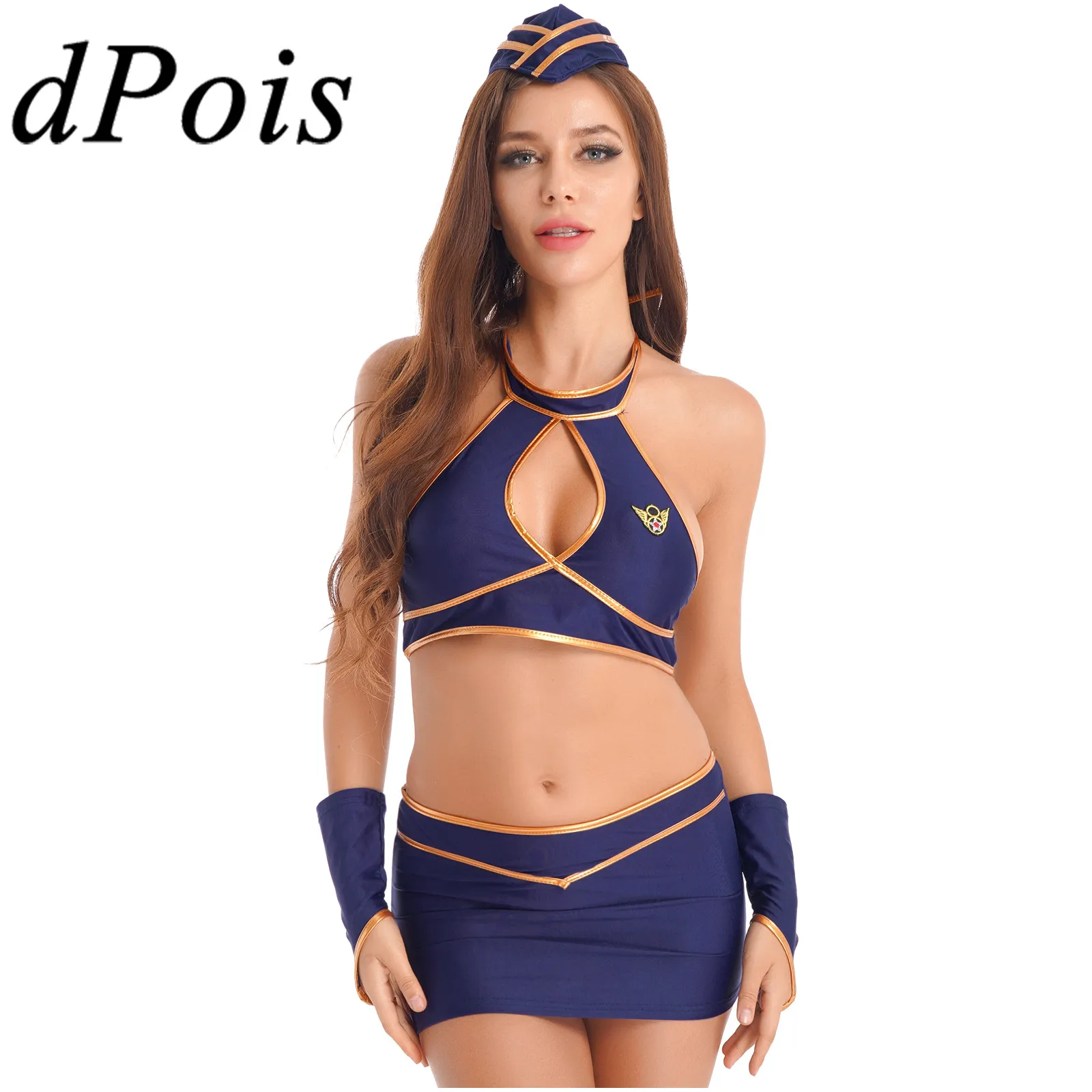 Navy Blue Womens Flight Attendant Stewardess Uniform Cosplay Outfit Halloween Role Play Costumes Sexy Air Hostess Lingerie Sets
Navy Blue Womens Flight Attendant Stewardess Uniform Cosplay Outfit Halloween Role Play Costumes Sexy Air Hostess Lingerie Sets