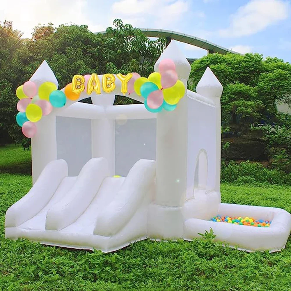 White Bounce House for Kids Inflatable Bouncy Castle with Double Slide, Baby Backyard Jumper Ball Pit Pool for Park Party Gift
White Bounce House for Kids Inflatable Bouncy Castle with Double Slide, Baby Backyard Jumper Ball Pit Pool for Park Party Gift
