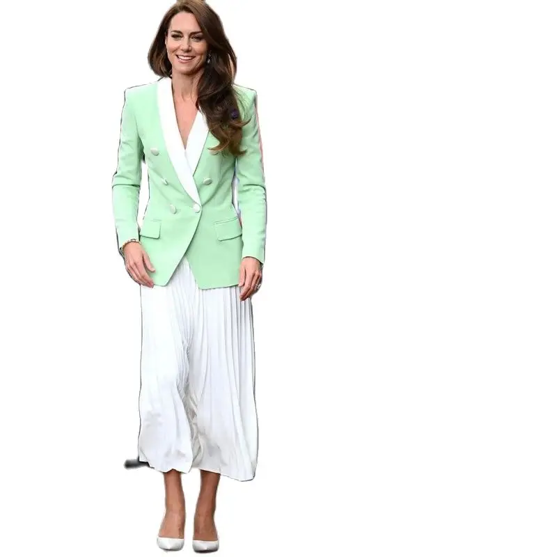 Mint Green Womens Jacket Double Breasted White Shawl Lapel Females Blazer Custom Made Ladies Casual Coat One Piece
Mint Green Womens Jacket Double Breasted White Shawl Lapel Females Blazer Custom Made Ladies Casual Coat One Piece
