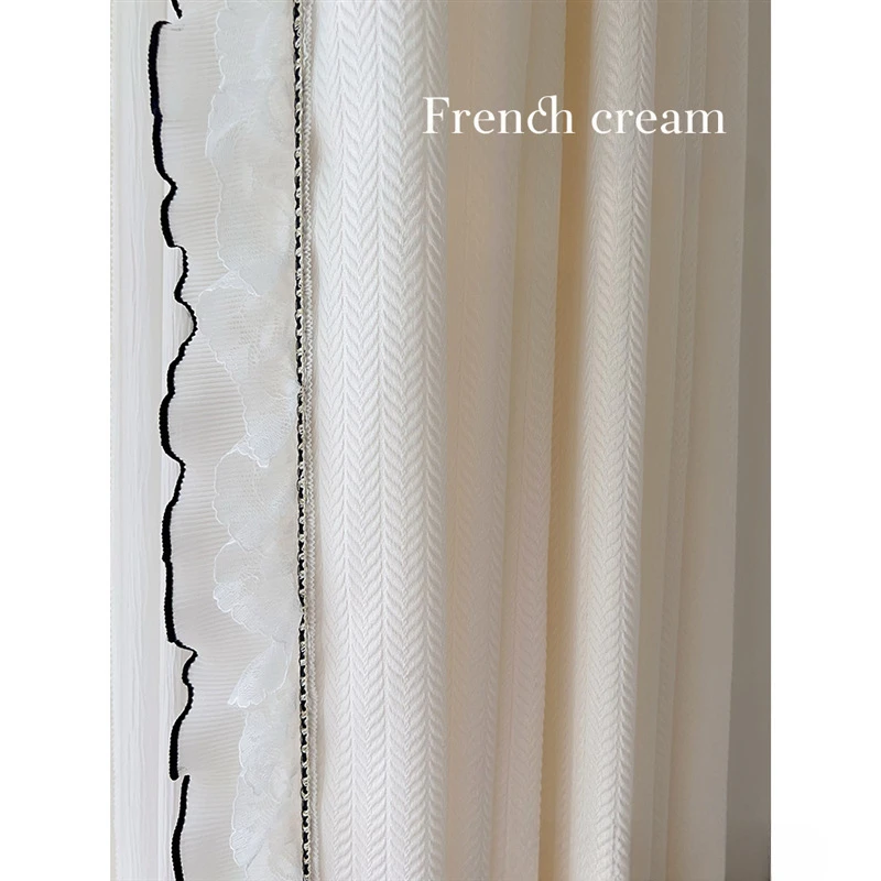 

Custom Size French Romantic Jacquard Chenille White Tulle Thicken Luxury sheer Curtains for Living Room Bedroom Dining Blackout