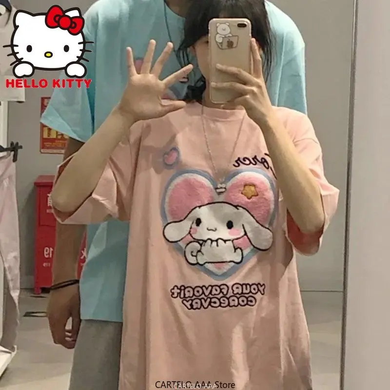Футболка Sanrio Y2k женская с коротким рукавом, оригинальный хлопковый Повседневный Топ оверсайз с аниме Kuromi, в стиле кэжуал
Футболка Sanrio Y2k женская с коротким рукавом, оригинальный хлопковый Повседневный Топ оверсайз с аниме Kuromi, в стиле кэжуал
