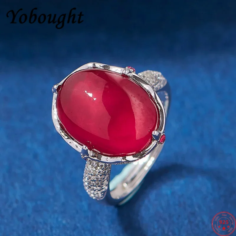 

S925 sterling silver charms rings for women men new fashion palace style oval red corundum micro zircon jewelry free shipping