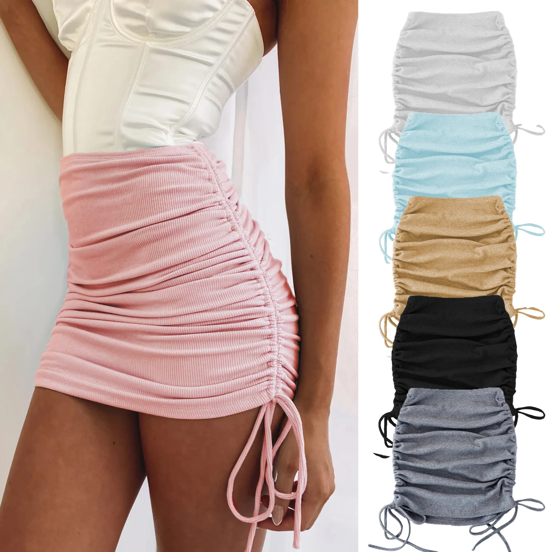 woman Summer mini skirts solid color cotton folds ladies knitting thread side draw string elastic sexy skirts womens
woman Summer mini skirts solid color cotton folds ladies knitting thread side draw string elastic sexy skirts womens