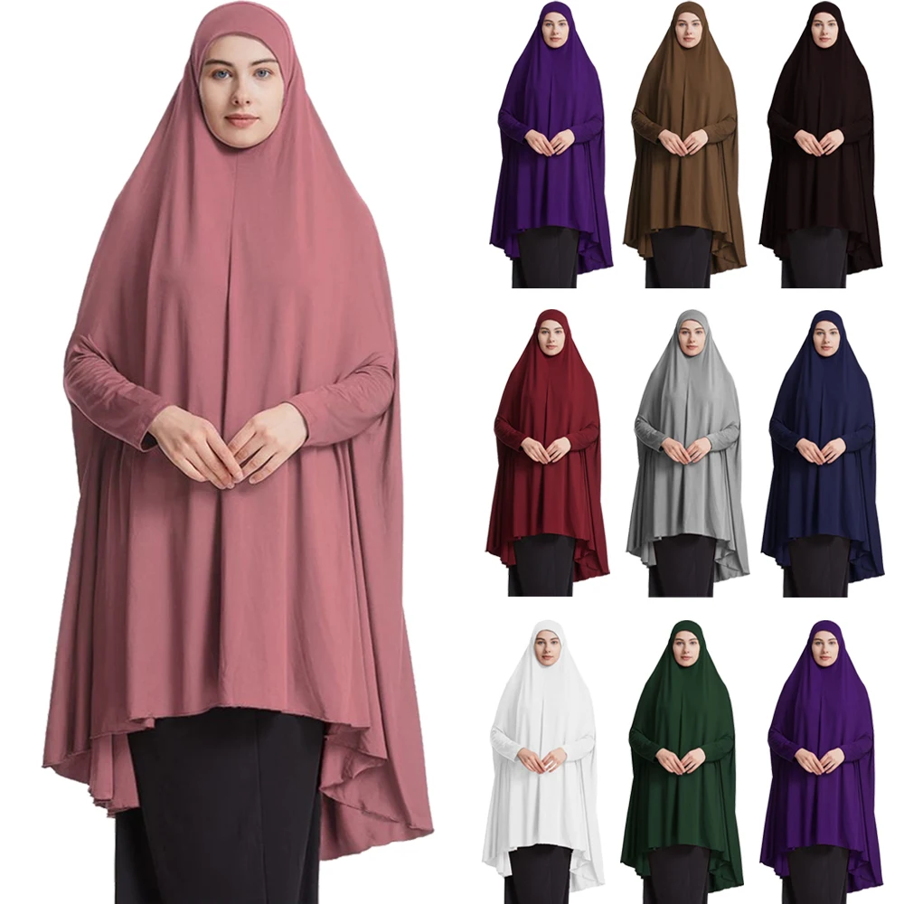 

Цельный длинный хиджаб Khimar, искусственные подвесные Абайи 2024 Eid Рамадан, исламский Niqab, Паранджа, абайя, Арабская молитвенная одежда
