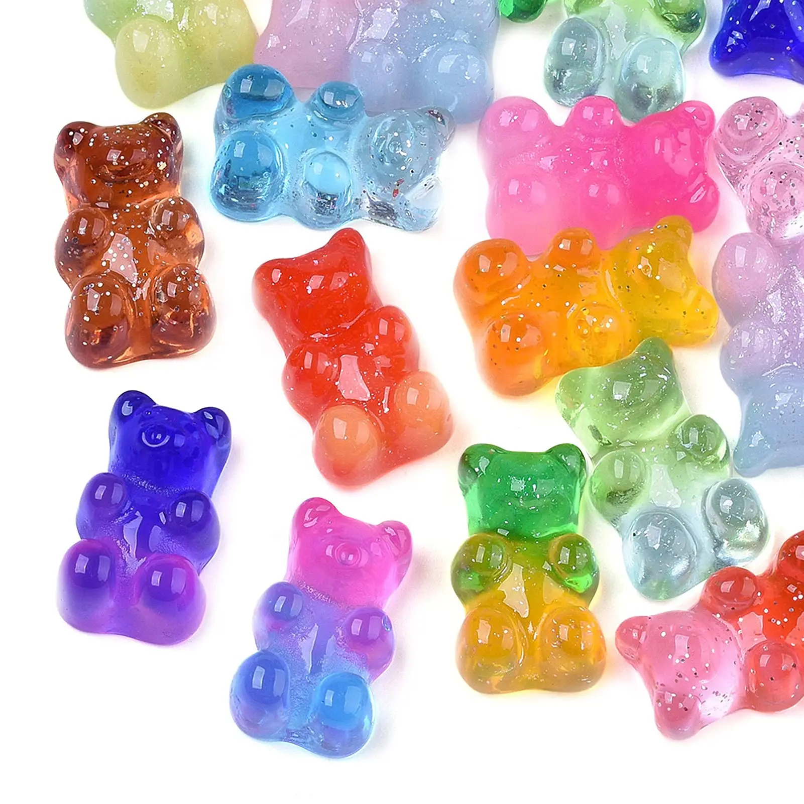 20Pcs Colorful Gummy Bear Cabochons with Glitter Powder Resin Bear Candy Beads Charms for Nail Art Decoration & Jewelry Making
20Pcs Colorful Gummy Bear Cabochons with Glitter Powder Resin Bear Candy Beads Charms for Nail Art Decoration & Jewelry Making