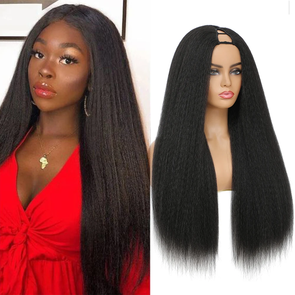 Kinky Straight V Part Wig 26 Inch Yaki Straight U Part Wig No Sew In Clip In Half Wig Middle V Synthetic Wigs for Black Wom
Kinky Straight V Part Wig 26 Inch Yaki Straight U Part Wig No Sew In Clip In Half Wig Middle V Synthetic Wigs for Black Wom