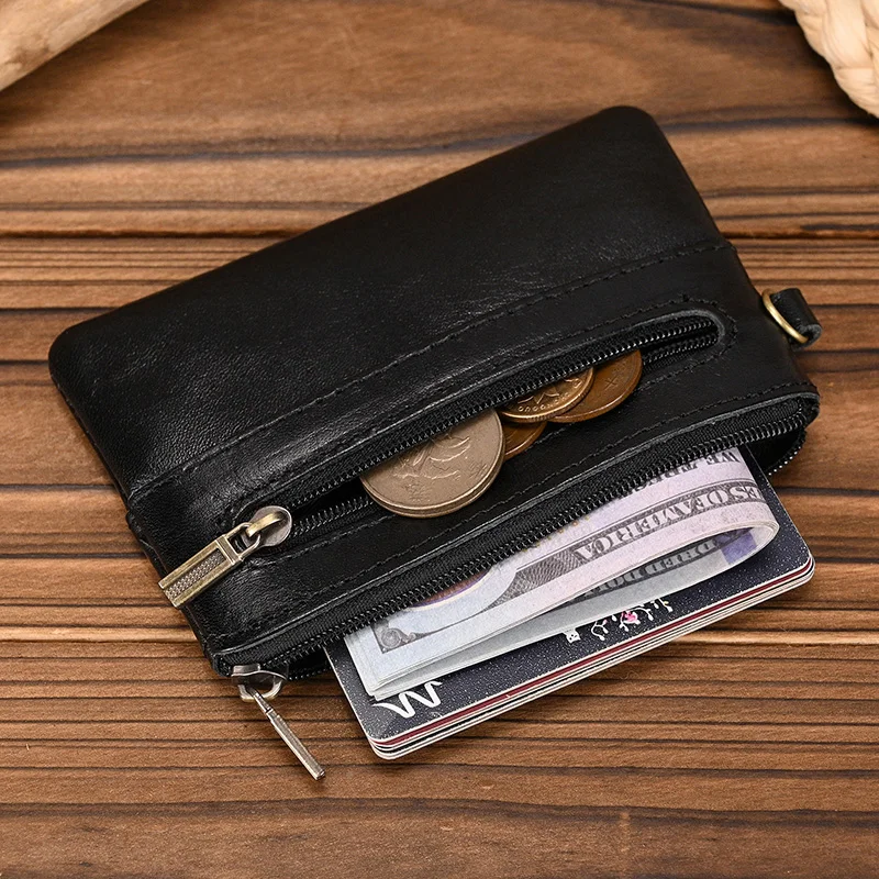 

Fashion Key Wallet Genuine Leather Coin Purse Men Women Leather Key Case Real Cowhide Little Purse Male Female Mini Wallets
