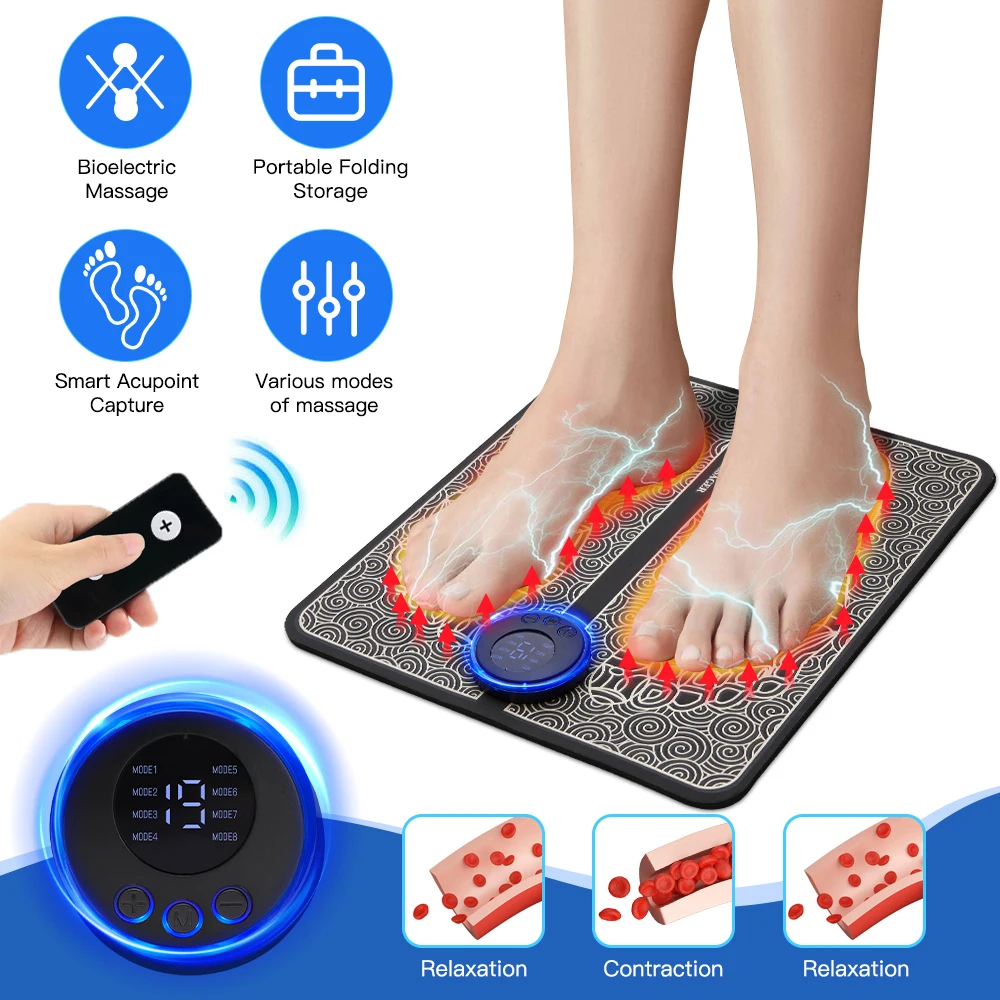 

Electric EMS Foot Massager Pad Relief Pain Relax Feet Acupoints Massage Mat Shock Muscle Stimulation Improve Blood Circulation
