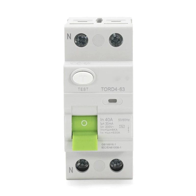AC 2P 6KA RCCB RCD 230V Residual Current Circuit Breaker Differential Breaker Safety Switch TORD4-63, 2P
AC 2P 6KA RCCB RCD 230V Residual Current Circuit Breaker Differential Breaker Safety Switch TORD4-63, 2P