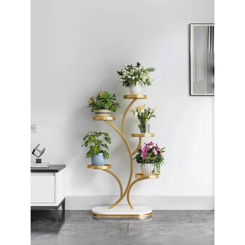 

Light luxury multi-storey flower shelves, living room, floor-to-ceiling balcony shelves, succulent flower stands, wrought iron f