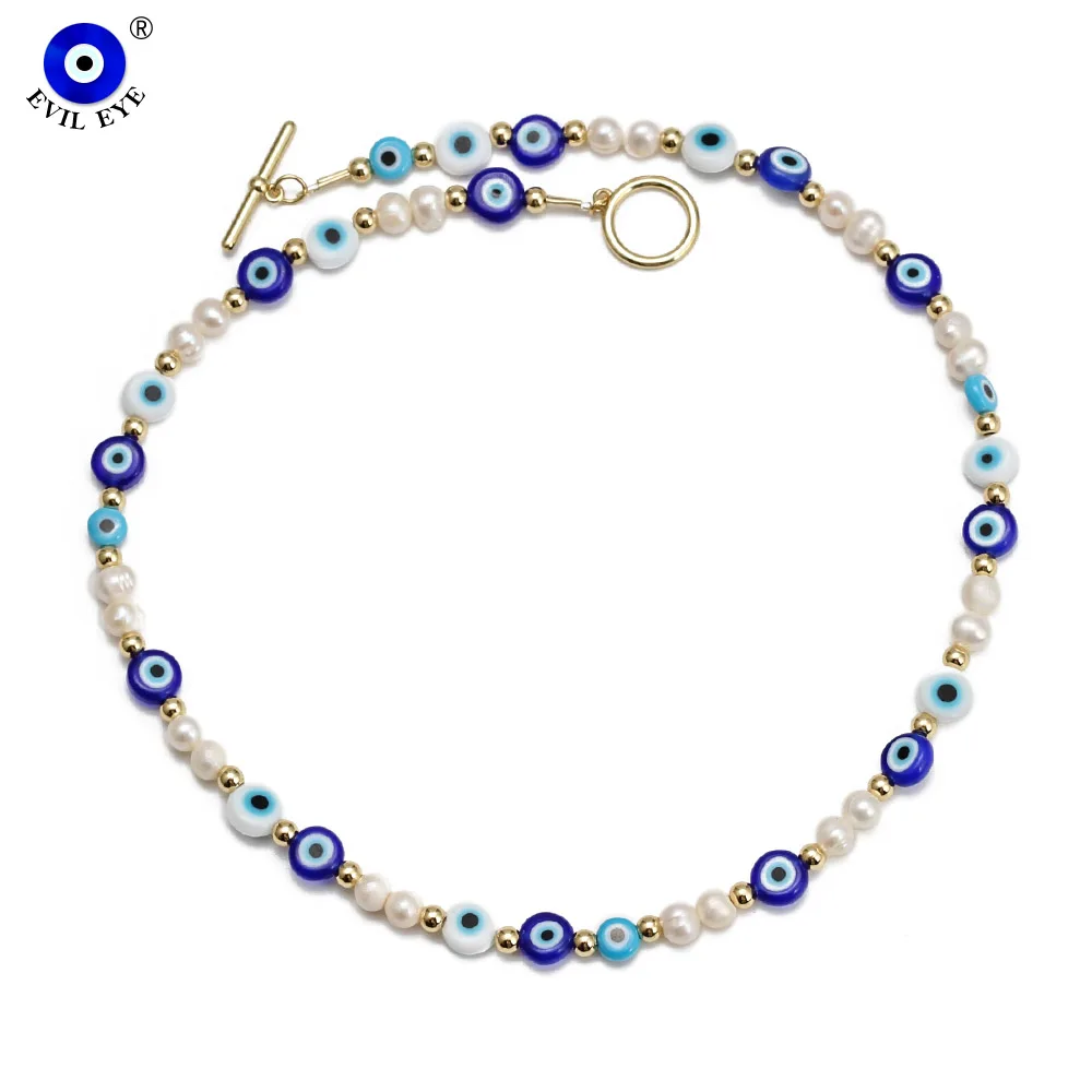 EVIL EYE Plastic Blue Turkish Evil Eye Bead Necklace Copper Imitation Pearl Beaded Bracelet Jewelry for Women Girls Men BE900
EVIL EYE Plastic Blue Turkish Evil Eye Bead Necklace Copper Imitation Pearl Beaded Bracelet Jewelry for Women Girls Men BE900
