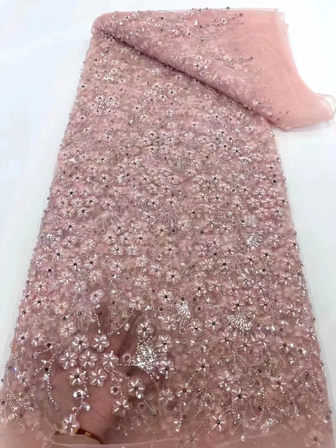 Luxury 3D Lace Fabric 5 Yards Dubai Hand Beaded Tulle Lace Fabric Embroidered Applique African Nigerian Fabric For Sewing
Luxury 3D Lace Fabric 5 Yards Dubai Hand Beaded Tulle Lace Fabric Embroidered Applique African Nigerian Fabric For Sewing
