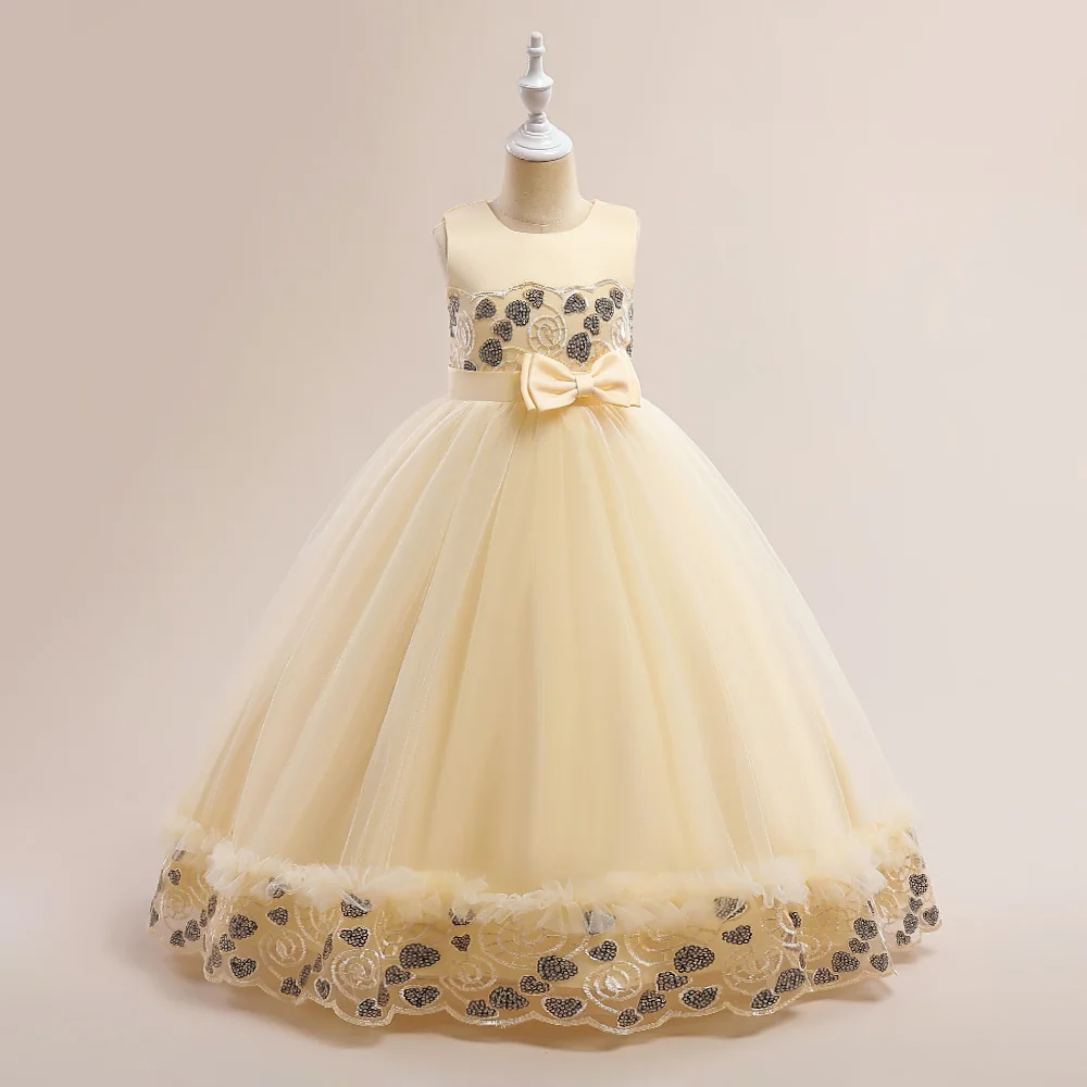 

Женское фатиновое платье принцессы, официальное платье с бантом на день рождения, свадьбу, выпускное платье для детей, вечерняя одежда без рукавов, повседневные праздничные костюмы