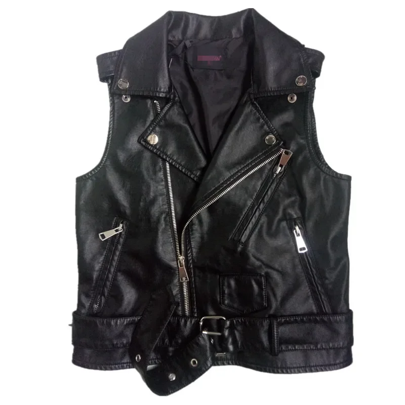 

New 2019 Women PU leather brief paragraph Sleeveless Women Jacket Fashion European female casual locomotive short vest coats