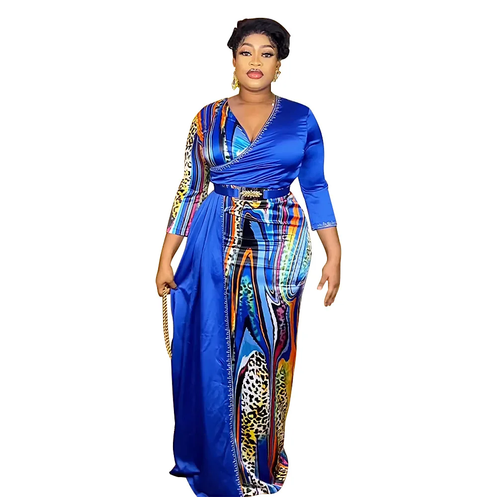 Long African Dresses Women V Neck High Waist Full Sleeve Robes Autumn New Fashion Print Patchwork Party African Maxi Dress 2023
Long African Dresses Women V Neck High Waist Full Sleeve Robes Autumn New Fashion Print Patchwork Party African Maxi Dress 2023