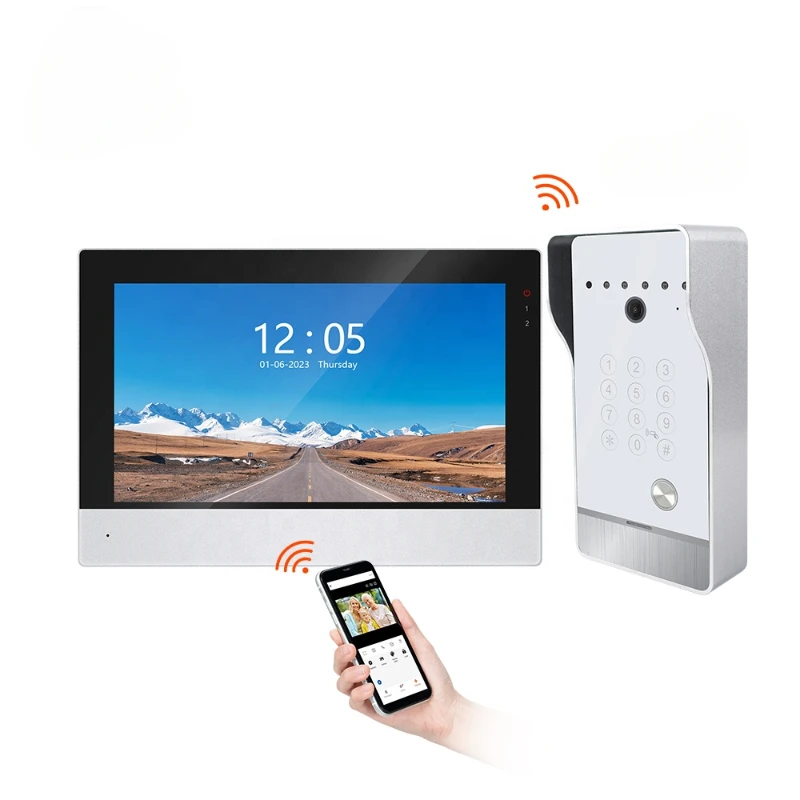 

7 Inch Tuya Video intercom 1080P System Wireless WiFi Password Door Home Doorbell with RFID Unlock Motion Detection