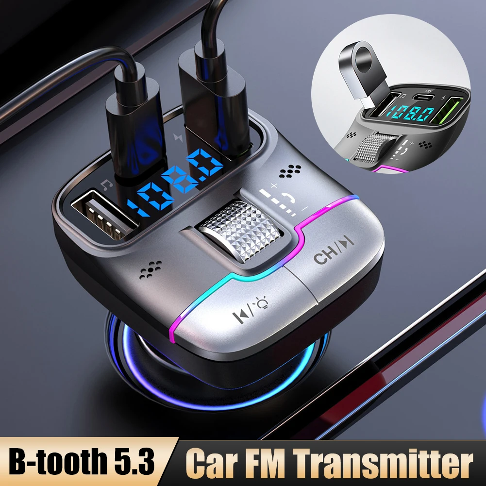 New 1Pc Car FM Transmitter Wireless Bluetooth-Compatible 5.3 Receiver Hands Free MP3 Player Dual USB PD Fast Charging Adapter
New 1Pc Car FM Transmitter Wireless Bluetooth-Compatible 5.3 Receiver Hands Free MP3 Player Dual USB PD Fast Charging Adapter