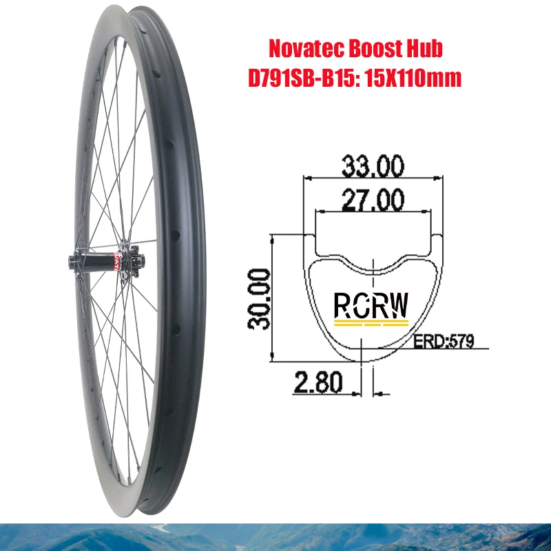 29er MTB XC 33X30mm Front Carbon Wheel Asymmetrical 28 32 Hole Rim Wide 33 Deep 30 Novatec D791SB-B15 Boost Hub TB2015 Spoke
29er MTB XC 33X30mm Front Carbon Wheel Asymmetrical 28 32 Hole Rim Wide 33 Deep 30 Novatec D791SB-B15 Boost Hub TB2015 Spoke