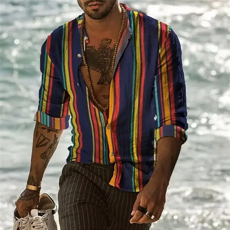 New Luxury Men's Shirts Oversized Shirt Street Vintage Vertical Stripes Printed Designer Long Sleeve Tops Men Clothes Club Prom
New Luxury Men's Shirts Oversized Shirt Street Vintage Vertical Stripes Printed Designer Long Sleeve Tops Men Clothes Club Prom