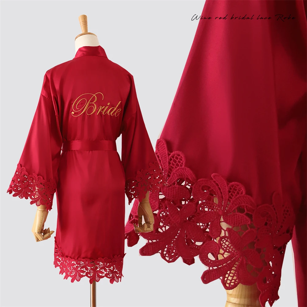 Wedding Party Team Bride Robes With Letters Lace Sleeves Kimono Satin Pajamas Bridesmaid Bathrobe dresses Gown Short sleepwear
Wedding Party Team Bride Robes With Letters Lace Sleeves Kimono Satin Pajamas Bridesmaid Bathrobe dresses Gown Short sleepwear