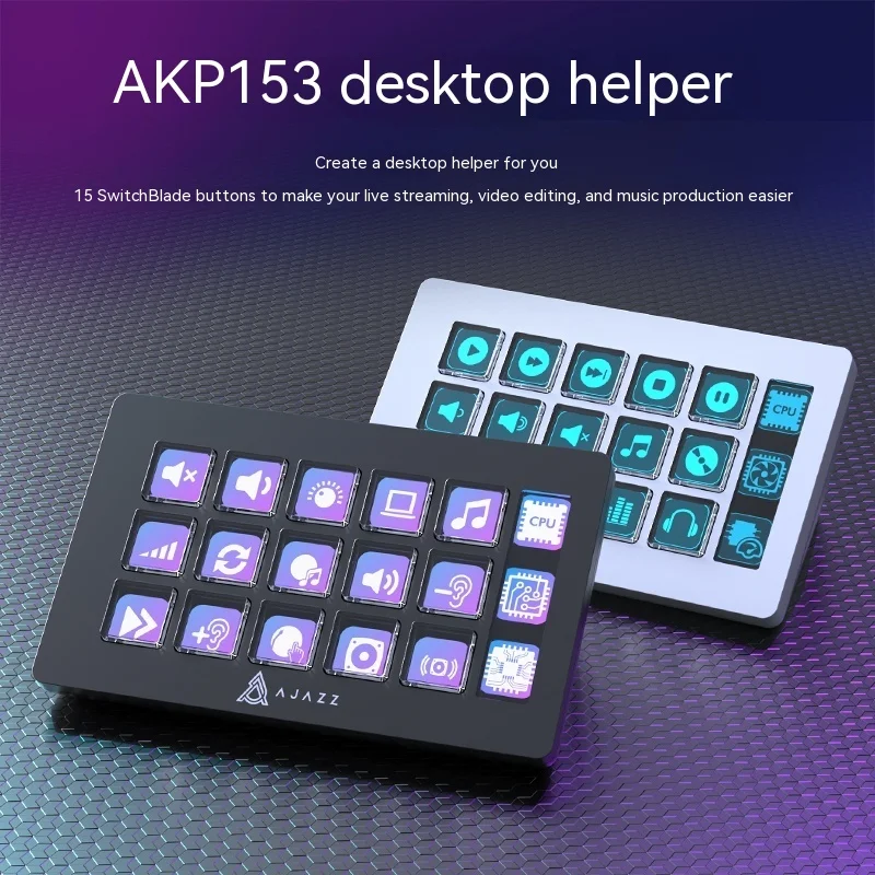 

Ajazz AKP153 Multifunctional Console Panel Desktop Assistant Intelligent Display Custom Programming Mini Keyboard Mac Pc Gamer