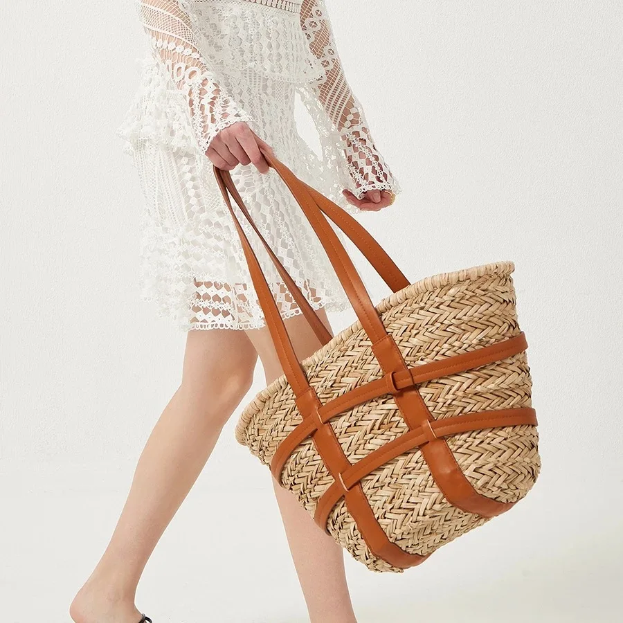 Spring/Summer Handmade Straw Woven Bag Large Capacity One Shoulder Handheld Rattan Woven Bag Beach Holiday Handbag Women's Bag
Spring/Summer Handmade Straw Woven Bag Large Capacity One Shoulder Handheld Rattan Woven Bag Beach Holiday Handbag Women's Bag