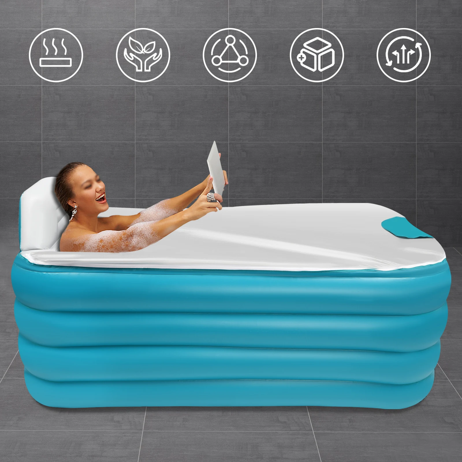 

Portable PVC Inflatable Adult Bath Tub Folding Bathtub Blow Up Travel Bath Pool Free-Standing PVC Inflatable Bathtub Portable
