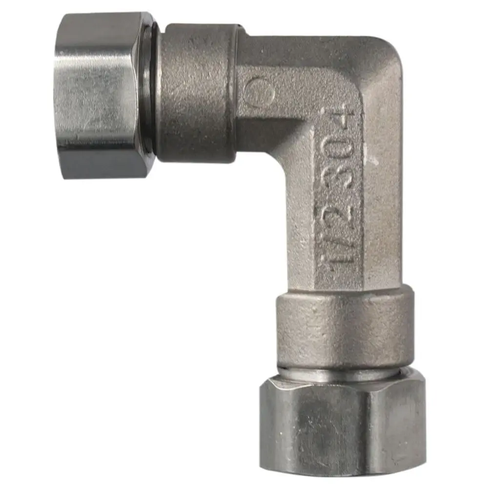 

Stainless Steel Movable Connector 2 Ends G1/2" 90 Degree Elbow Shower Arm Diverter Valve Silver Hose Connector Angled Valve