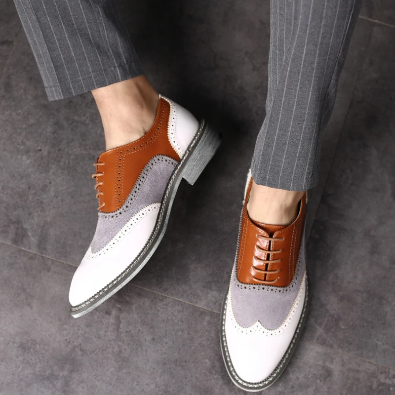 Men's Wedding Shoes Large Size Mixing Colors Pointed Brogue Leather Footwear Casual Fashion Oxfords Chaussure Homme Mariage
Men's Wedding Shoes Large Size Mixing Colors Pointed Brogue Leather Footwear Casual Fashion Oxfords Chaussure Homme Mariage