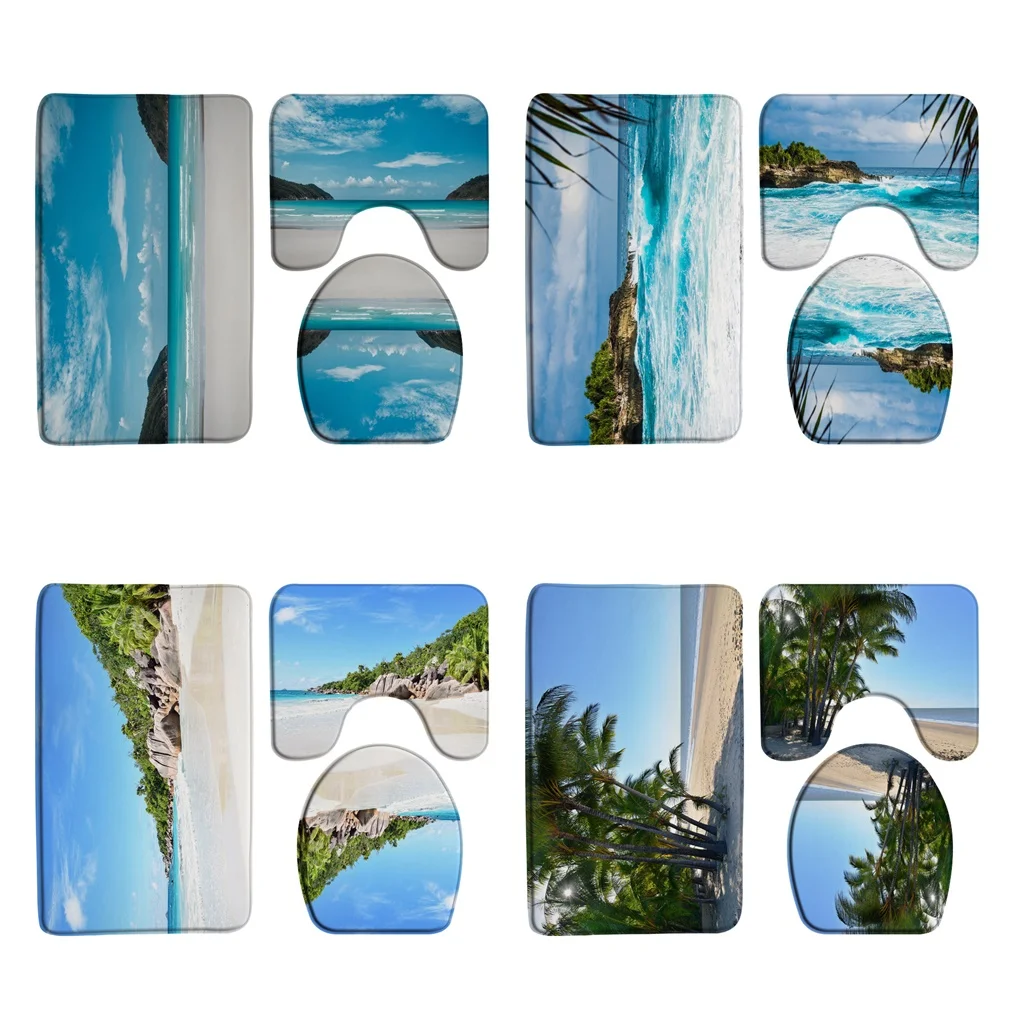 Blue Ocean Bathroom Rug Set 3Pcs Anti-Slip Tropical Island Palm Tree Sea Beach Shower Bath Mat U-shaped Carpet Toilet Seat Cover
Blue Ocean Bathroom Rug Set 3Pcs Anti-Slip Tropical Island Palm Tree Sea Beach Shower Bath Mat U-shaped Carpet Toilet Seat Cover