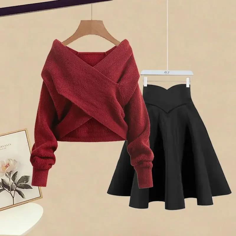 Large Women's Spring Set Women's 2024 New V-Neck Cross Knitted Sweater Slim Half Umbrella Skirt Two Piece Set
Large Women's Spring Set Women's 2024 New V-Neck Cross Knitted Sweater Slim Half Umbrella Skirt Two Piece Set