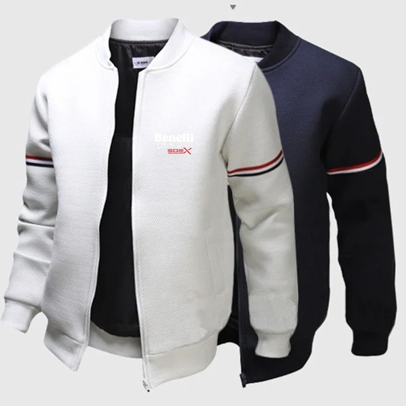 

2024 Benelli TRK 502X Men's New Long Sleeves Round Neck Flight Jackets Zipper Hoodies Casual Streetwears Cardigan Tops Clothing