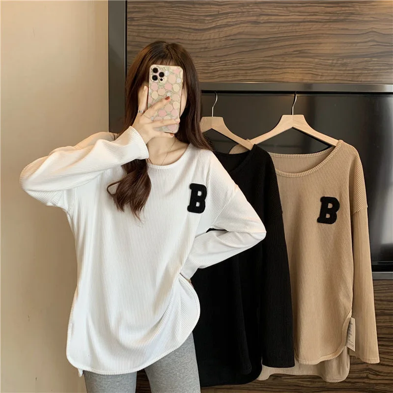 Gidyq Fashion Women T Shirts Korean Casual Letter Embroidery Loose Long Sleeve Tops Harajuku Female All Match Tees Autumn New
Gidyq Fashion Women T Shirts Korean Casual Letter Embroidery Loose Long Sleeve Tops Harajuku Female All Match Tees Autumn New