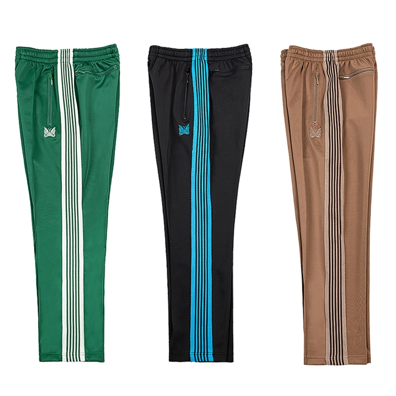 2023 New AWGE Needles Pants Men Women Brown Stripe High Street Orange Embroidered Butterfly Track Drawstring Trouser
2023 New AWGE Needles Pants Men Women Brown Stripe High Street Orange Embroidered Butterfly Track Drawstring Trouser