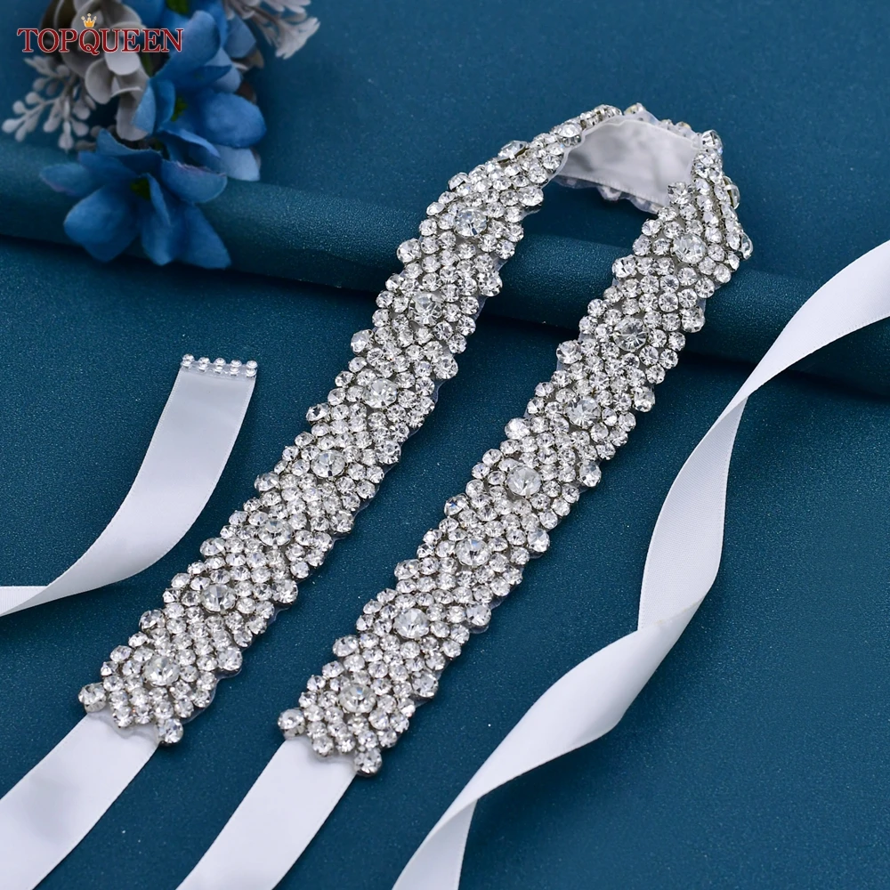 

TOPQUEEN Silver Jewelry Wedding Belt Bridesmaid Sash Prom Dress Waist Decoration Bridal Accessories Rhinestone Applique S28B