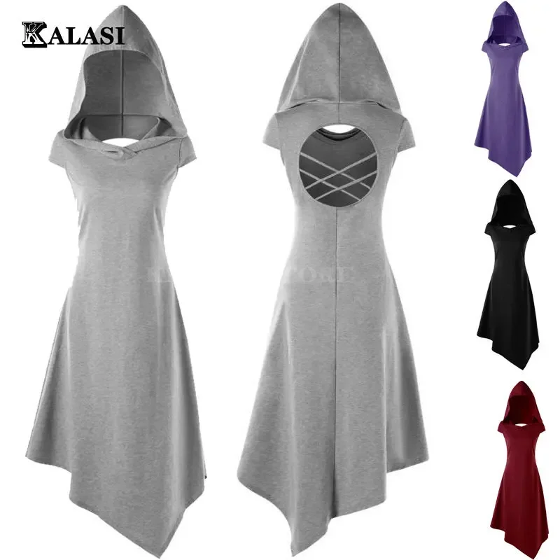 Woman Medieval Vintage Dress Hollow Back Hooded Archer Hunter Cosplay Costumes Gothic Renaissance Irregular Party Vestido
Woman Medieval Vintage Dress Hollow Back Hooded Archer Hunter Cosplay Costumes Gothic Renaissance Irregular Party Vestido