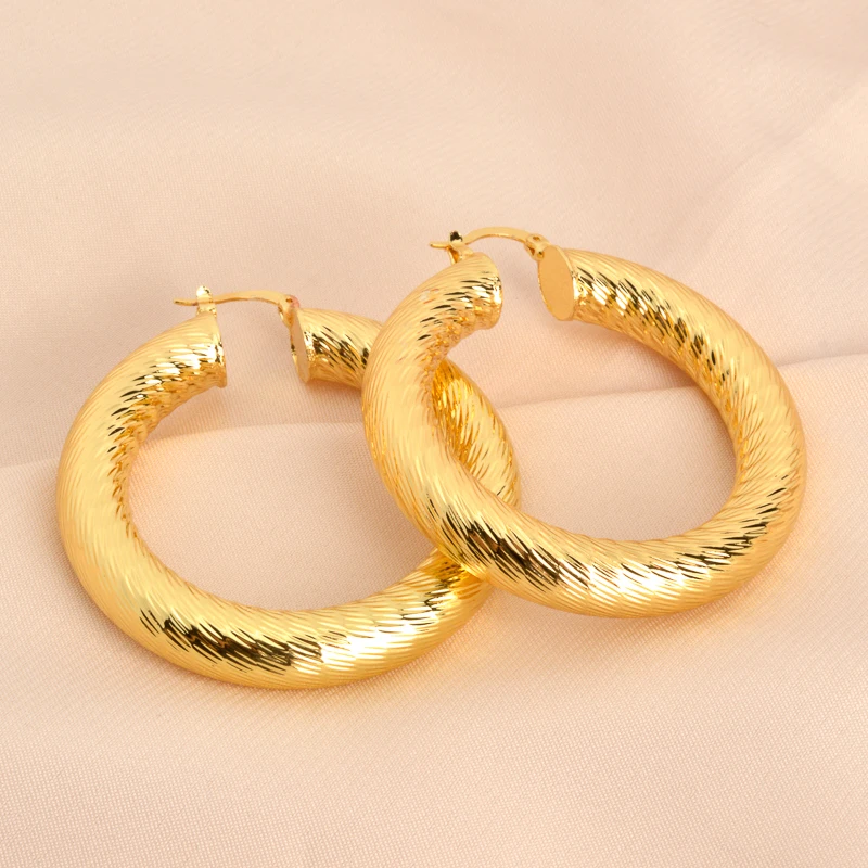 

ZeaDear 65MM Big Circle Hoop Earring For Women Gold Plated Thick Large Drop Ear Jewelry For Dubai African Wedding Gift 2024 New