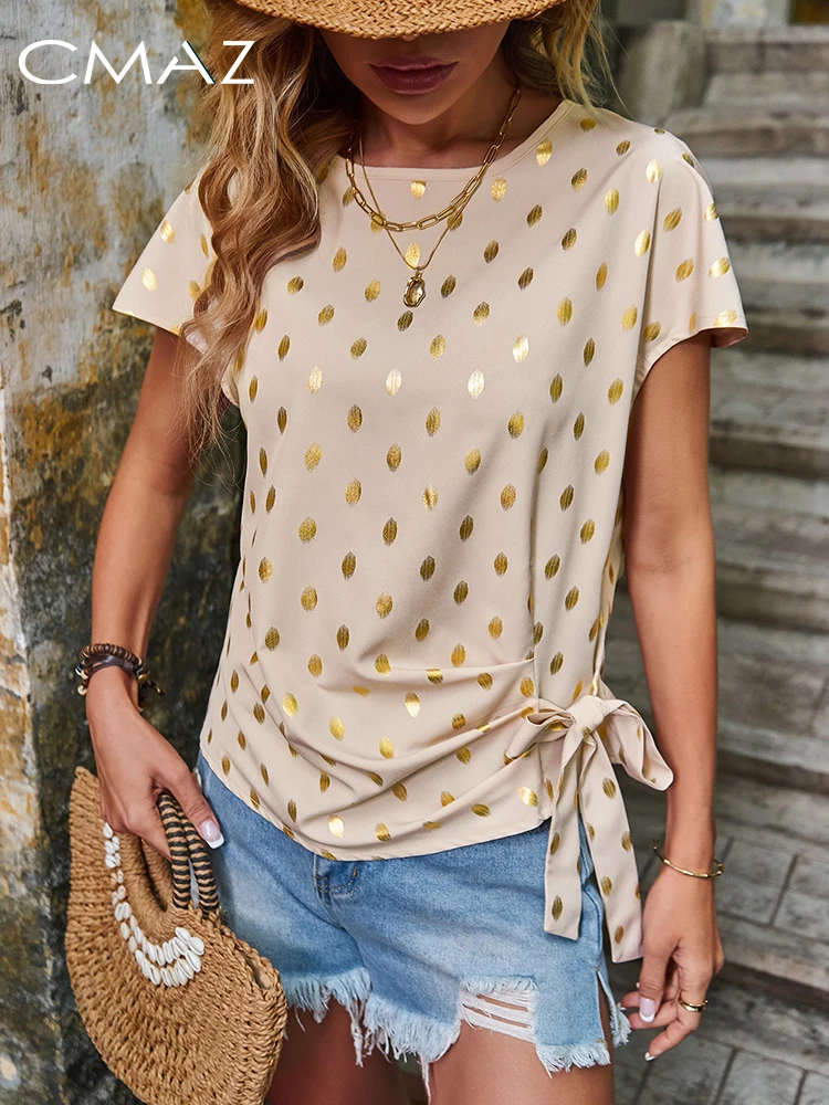 CMAZ Women T-shirt 2024 Summer New Fashion Short Sleeve Loose Tops Streetwear Hot T-shirts Gold Polka Dot Print Tees C2703
CMAZ Women T-shirt 2024 Summer New Fashion Short Sleeve Loose Tops Streetwear Hot T-shirts Gold Polka Dot Print Tees C2703