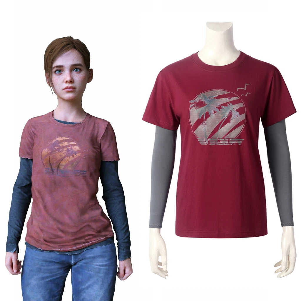 

The Last of Us Ellie Cosplay Costumes Shirts Female Long-Sleeved T-shirt Halloween Carnival Movie Game Heroine Blouse Disguise