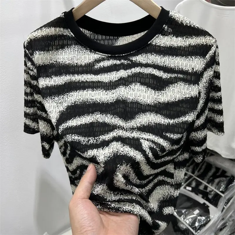 Summer Printed O Neck Short Sleeve Women's Clothing T-shirt New Loose Tee Elegant Fashion Striped Vintage Tops 2024 S205
Summer Printed O Neck Short Sleeve Women's Clothing T-shirt New Loose Tee Elegant Fashion Striped Vintage Tops 2024 S205