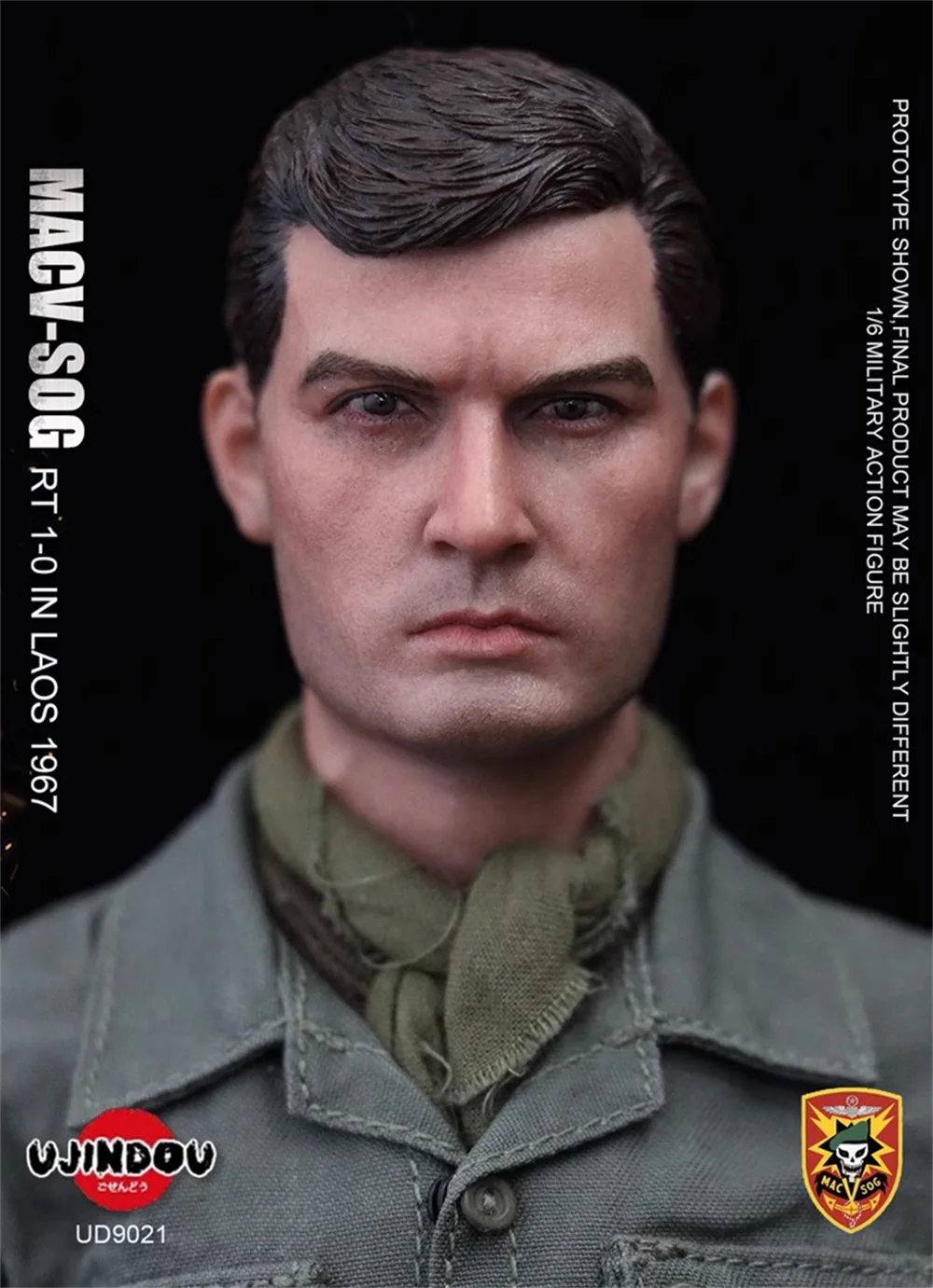 

1/6 UJINDOU UD9021 US. Army MACV-SOG Recon Team in Laos 1967 Male Head Sculpt Carving Scarf Fit 12" COO Action Figure Collect