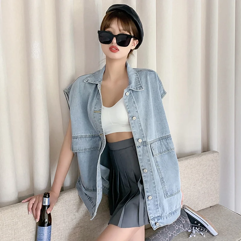Autumn Vintage All Match Denim Tanks Women Loose Casual Jean Waistcoat Street Wear Blue Vest Korean Street Wear Clothes New
Autumn Vintage All Match Denim Tanks Women Loose Casual Jean Waistcoat Street Wear Blue Vest Korean Street Wear Clothes New