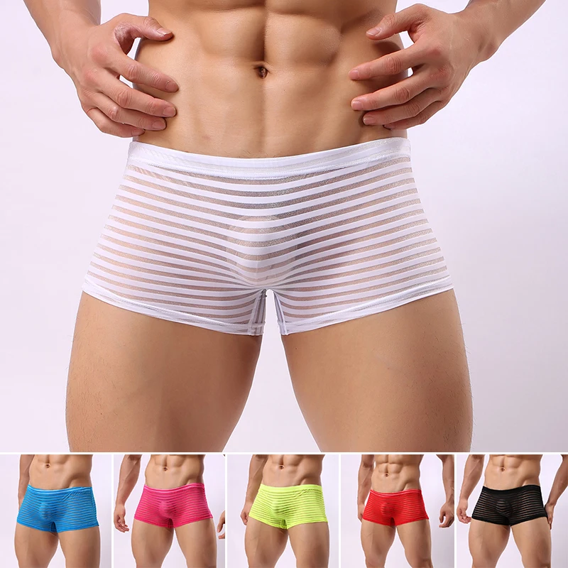Men's Sexy Panties Mesh Striped Perspective Low Waist Thin Breathable Summer Boxers Underpants Erotic Transparent Underpants
Men's Sexy Panties Mesh Striped Perspective Low Waist Thin Breathable Summer Boxers Underpants Erotic Transparent Underpants